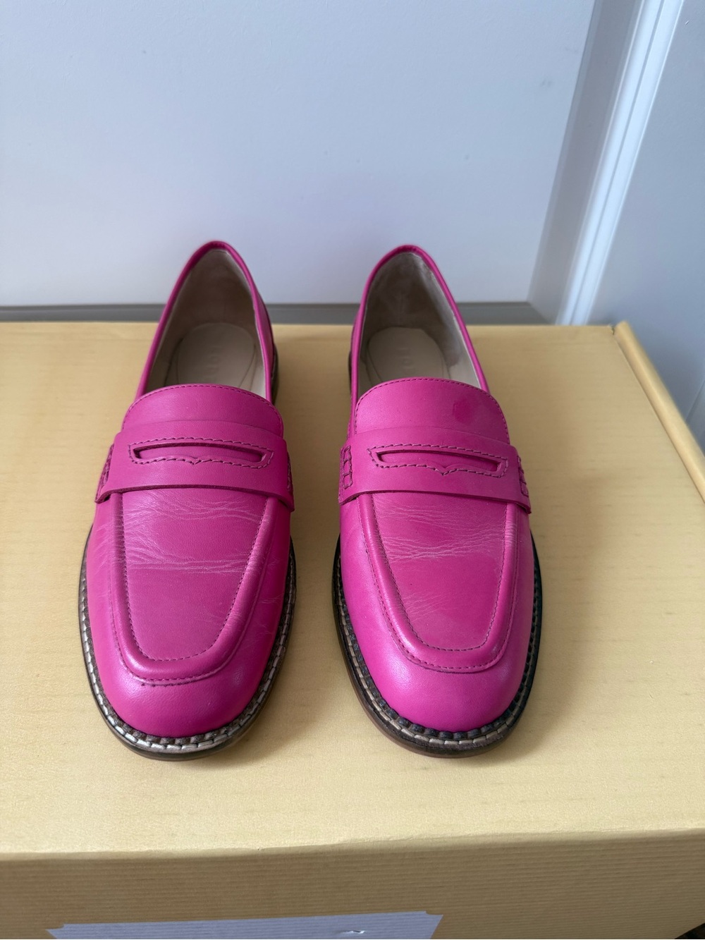 Boden Nya Pink Leather Penny Loafers, Size 39, Worn once - Picture 2 of 5